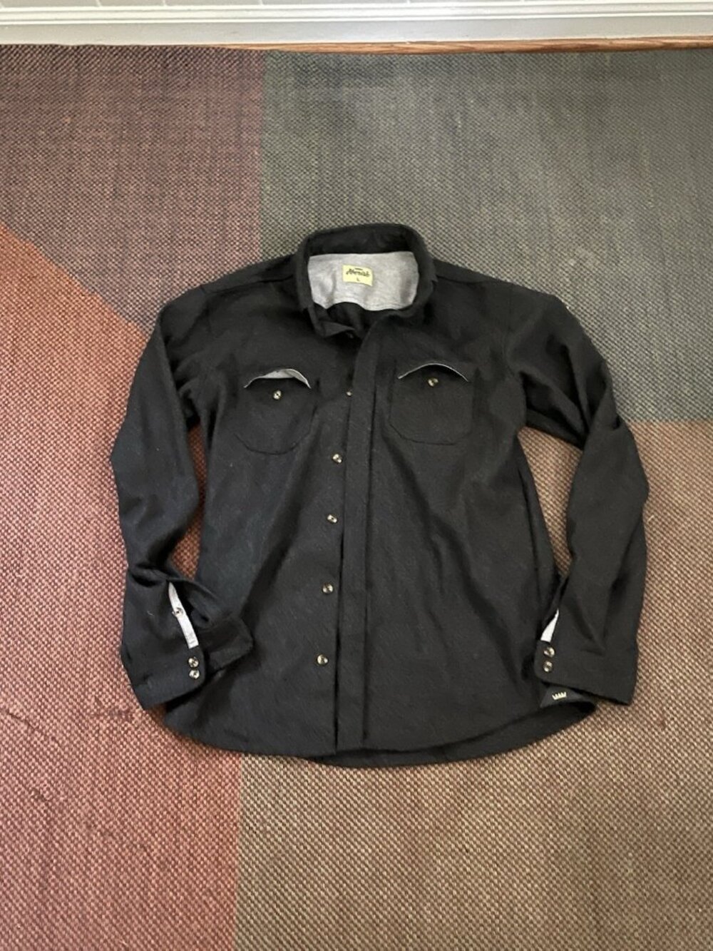 Jiberish Men's Lg Large Flannel Cotton Long Sleeve Button-Up Shirt Shacket